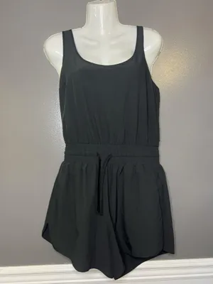 Abercrombie & Fitch Romper Womens Small Black Scoop Drawstring Waist Pockets thumbnail 2