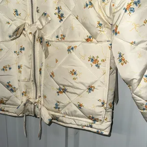 No Boundaries Floral Quilted Bow Jacket Cottagecore Coquette Cropped Puffer NWT thumbnail 5