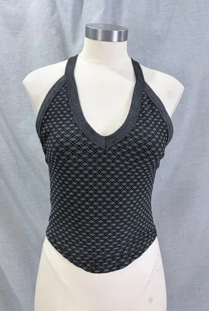 NWT FP Movement Black Snowflake Halter Tank Top Holiday Après Ski XL thumbnail 1