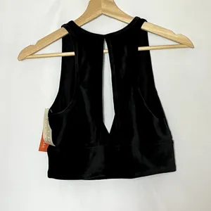 NWT Colsie deep V black velvet bralette women's size large 90s vintage style thumbnail 7