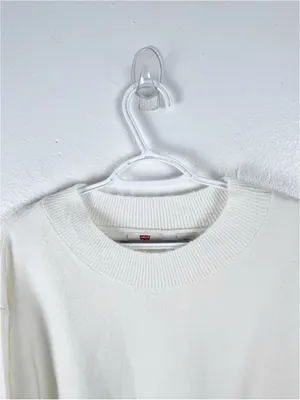 LEVI’S Cream Long Sleeves Striped Drop Shoulder Sweater Size Small Preppy Tennis thumbnail 7