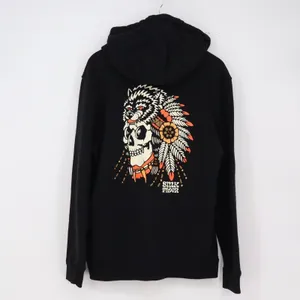 Smkflwr Hoodie Large Pullover Black Skull Wolf Headdress Graphic Excellent thumbnail 6