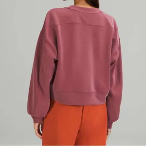 NWT Lululemon Perfectly Oversized Cropped Crew Softstreme Mulled Wine thumbnail 2