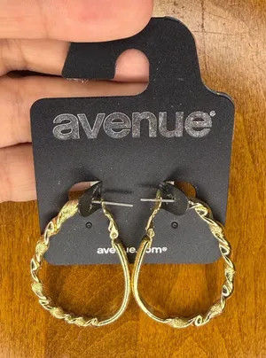 Avenue Shimmering Gold Twisted Hoop Earrings thumbnail 1