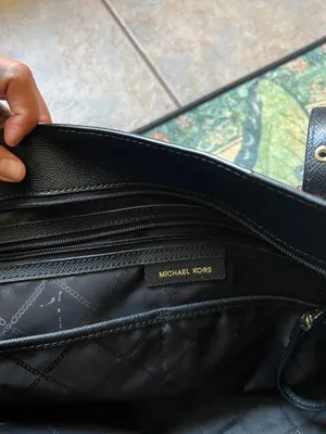 Michael Kors Black Saffiano Tote with Gold-Tone MK Charm thumbnail 8