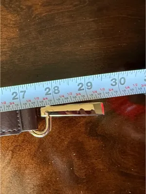 Ellen Tracy Brown Leather and Elastic Waist Belt with Gold Buckle - Size Small thumbnail 7