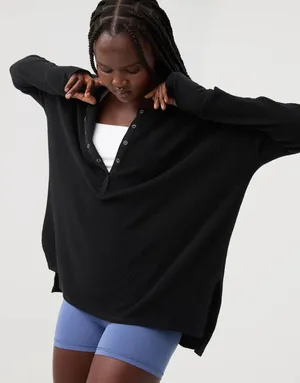 Aerie Offline by waffle knit long sleeve henley thumbnail 1