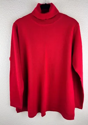 Motherhood Maternity Red Wool Turtleneck‎ Sweater Size L Christmas Holiday thumbnail 1