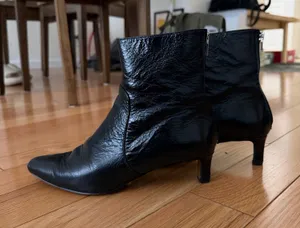 Madewell The Dimes Pointed-Toe Ankle Boots - size 6 in crinkle black thumbnail 1