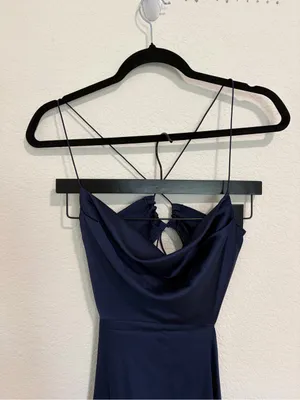 Navy Cross Back Halter Dress Size S Blue thumbnail 4