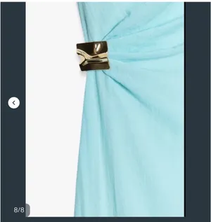 Zara Light Aqua Sheath Dress with Side Drape thumbnail 7