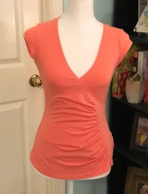 American Rag v neck wrap top with ruching thumbnail 1