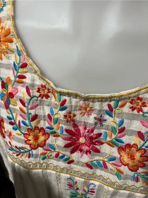 Savanna Jane Floral Embroidered Striped Top Size Large thumbnail 2