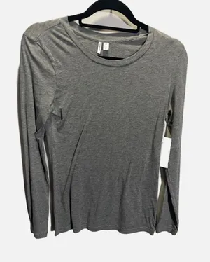 Nordstrom Long Sleeve Tee Women XS Grey Pima Cotton‎ Everyday Basic Crew Neck thumbnail 1