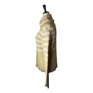 J. Crew Tan And Pink Wool Blend‎ Striped Turtleneck Pullover Sweater Size S thumbnail 6