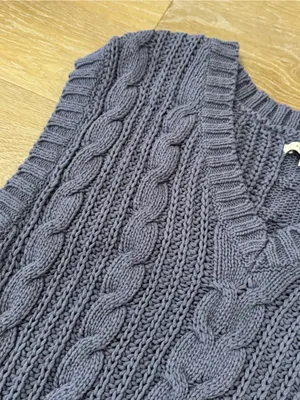 American Eagle Cable Knit V-Neck Sweater Vest - Light Blue thumbnail 4