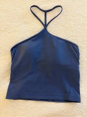 lululemon athletica Blue High-Neck Racerback Cropped Tank thumbnail 1
