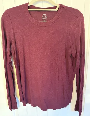 Aerie Real Soft Maroon Long Sleeve Tee thumbnail 1