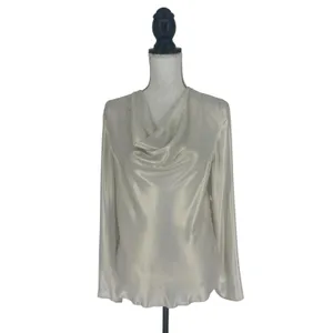 Diomi Reversible Cowl Neck Satin Blouse White Gold‎ Medium NWT thumbnail 2