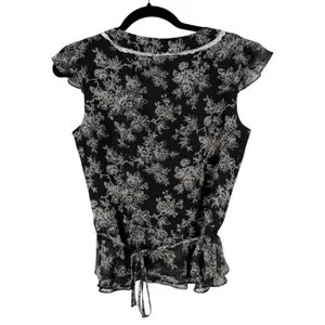 Loft Vintage Black Moody Floral Cottage Button Blouse Size 4 thumbnail 4