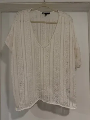 Sanctuary Cream Open-Knit V-Neck Swim Coverup thumbnail 1