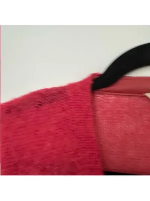 Fossil Mohair Blend Button Front V Neck Cardigan Sweater Womens Medium Pink thumbnail 3