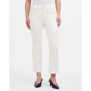 Madewell Kick Out Crop Jeans Pure White Stretch Mid Rise Flare NI961 US 24 NWT thumbnail 6