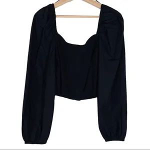 Zara Off the Shoulder Puff Sleeve Corset Top Size L NWT thumbnail 5