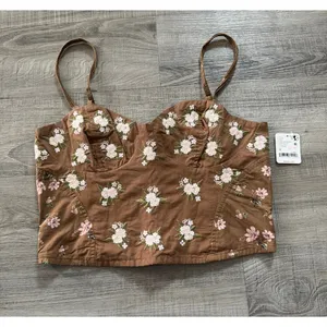Free People Wild Flowers Embroidered Bustier Corset Top Cottagecore Med NWT Boho thumbnail 3
