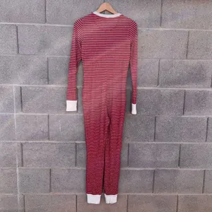 Abercrombie Red White Striped Thermal Henley Buttondown Pajamas thumbnail 3