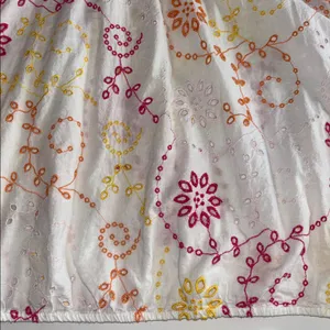 Anthropologie Maeve White Peasant Crop Top with Yellow,Orange & Pink Embroidery thumbnail 9