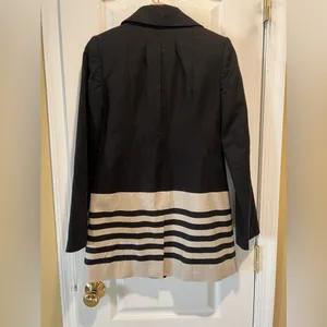 The Limited Women'S Black And Tan Striped Short Trench Coat - Size Xs thumbnail 2