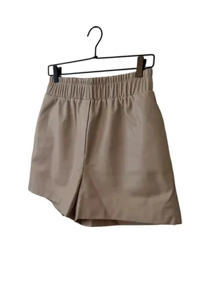 Mango High-Waist Faux Leather Tan Pull-On Shorts Size M NWT thumbnail 3