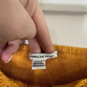NWT American Eagle Crochet Boho Cropped Ruffle Hem Mustard‎ Yellow Top Blouse thumbnail 7