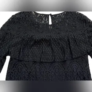 7 For All Mankind Black Sheer Ruffled Blouse with Bell Sleeves thumbnail 8