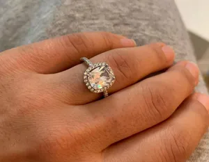 Cushion 3Ct Diamond square 925 logo silver ring engagement bridal 4 5 6 7 8 9 10 thumbnail 5