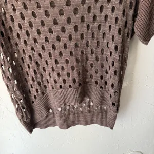 Studio Y Y2k Small Brown Short Sleeve Open‎ Knit Pullover Going Out Top thumbnail 3
