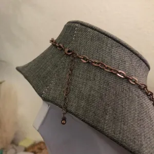 RARE Y2K Unique Boho hippie indie peace sign charms beaded metal necklace brown red green Measurement in pics thumbnail 5