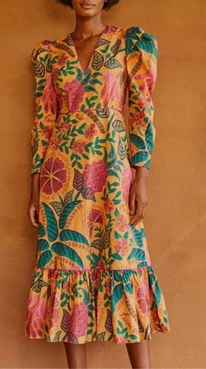 Farm Rio Floral-Print Cotton-Poplin Midi Dress thumbnail 1