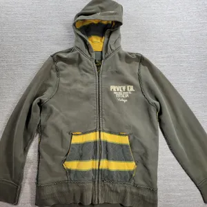 VTG Prvcy CA Full Zip Hoodie Jacket Womens‎ Large Green Yellow Distressed Thick thumbnail 16