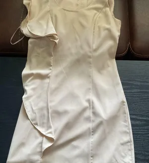 Chic Cream Midi Dress with Ruffle Detail thumbnail 1