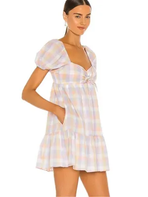 Amanda Uprichard | Goldie Pastel Gingham Mini Dress thumbnail 7