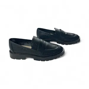 Dolce Vita Black Leather Perforated Loafers Platform‎ Lug Sole Modern Size 9 thumbnail 4