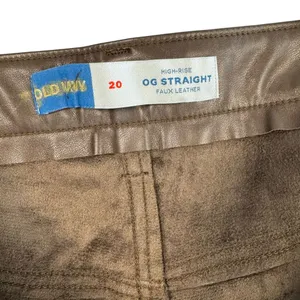 Old Navy Brown Faux Leather Straight Pants Plus‎ Size 20 Vegan Leather Trousers thumbnail 3