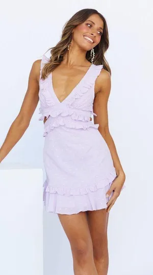 Hello Molly Lilac Cutout Dress thumbnail 1