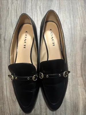 Coach Isabel Black Leather Loafers Pointed Toe Slip On Flats. thumbnail 2