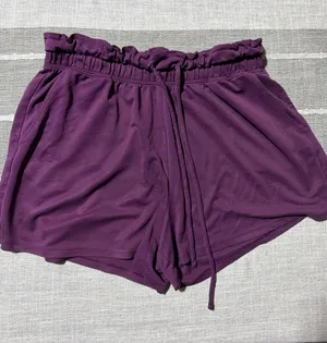 Fabletics Womens Purple Paperbag Waist Shorts‎ Drawstring Casual Lounge Size M thumbnail 1