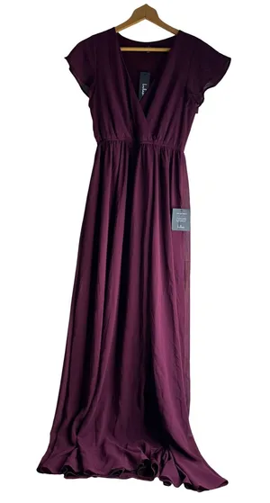 Lulus‎ Heavenly Hues Burgundy Maxi Dress Flutter Sleeve XS NWT thumbnail 1