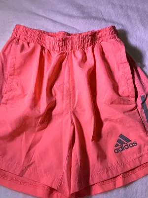 adidas Coral Pink Athletic Shorts with Dark Stripe Accents thumbnail 4