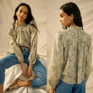 Anthropologie Let Me Be Maple Ruffled Blouse Romantic Fish Size 4 NWOT $138 thumbnail 1